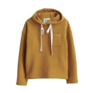 Alex Mill boiled wool hoodie, beautiful golden color.